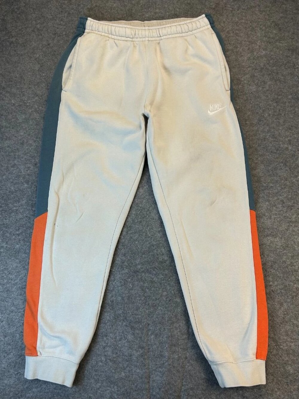 Nike Sportswear Sweatpants Joggers Mens M Beige Colorblock Fleece “Read”